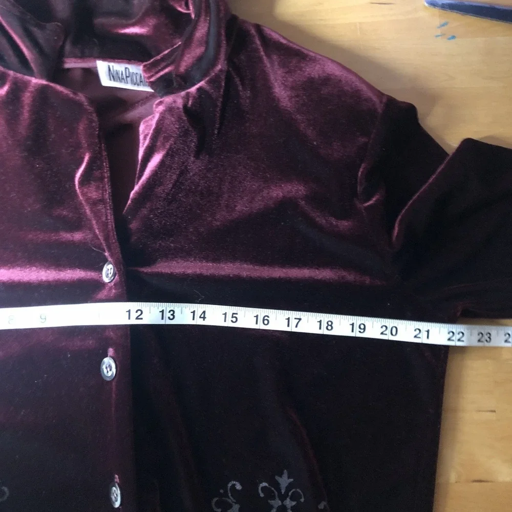VTG 90s Velvet Maxi Dress Size M/L Burgundy 2pc Whimsigoth Dark Fairy Witchy - Picture 7 of 9